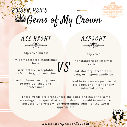 Gems of My Crown ~ All Right vs. Alright
