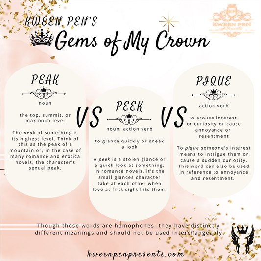 Gems of My Crown ~ Peak vs. Peek vs. Pique