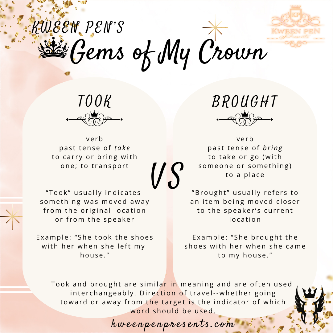 Gems of My Crown ~ Took vs. Brought